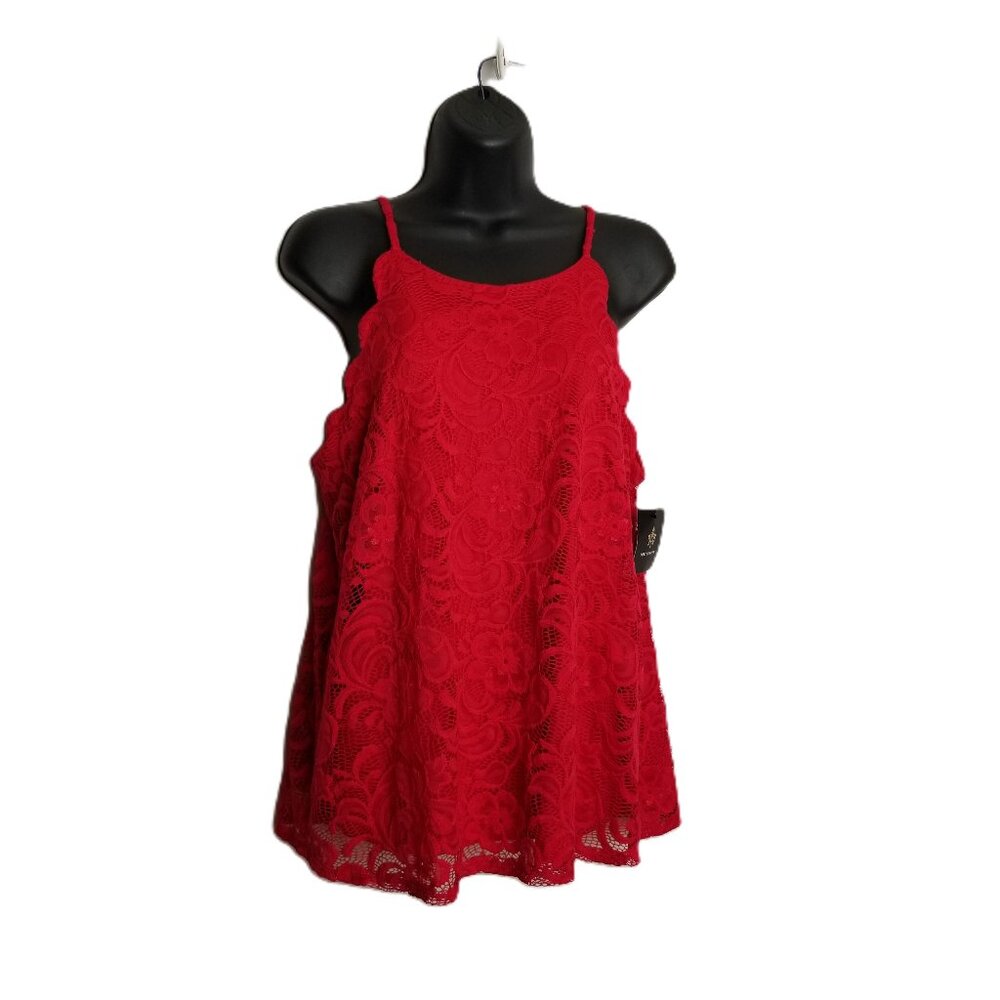 Fortune and Ivy Red Lace Halter Top Large Romantic Feminine Party NWT